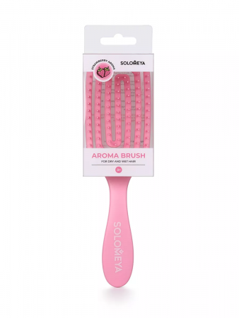 Solomeya Wet Detangler Mini Brush Rectangular Strawberry / Расческа для сухих и влажных волос Прямоугольная мини с ароматом Клубники